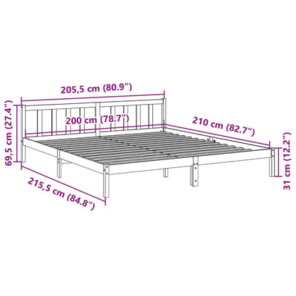 Bedframe extra lang zonder matras massief grenenhout 200x210 cm