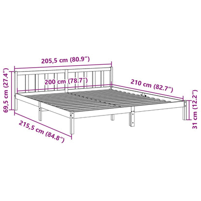 Bedframe extra lang zonder matras grenenhout wit 200x210 cm