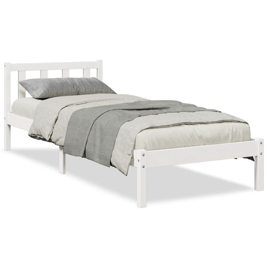 Bedframe extra lang zonder matras grenenhout wit 100x220 cm