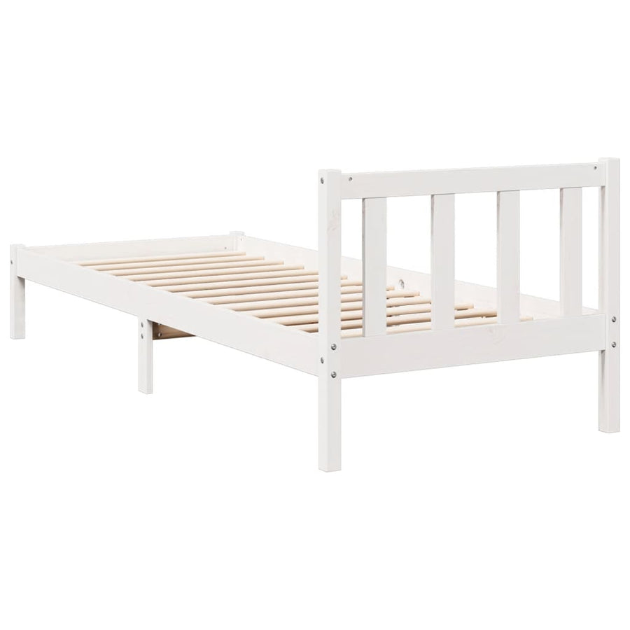 Bedframe extra lang zonder matras grenenhout wit 100x220 cm