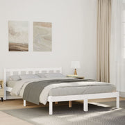 Bedframe 160x220 cm massief grenenhout wit