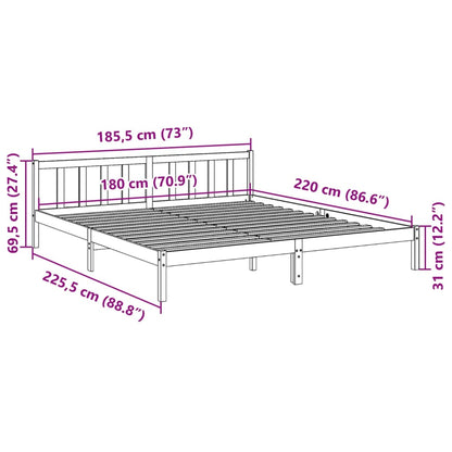Bedframe extra lang zonder matras grenenhout wit 180x220 cm