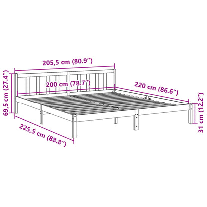 Bedframe Extra Lang Zonder Matras Grenenhout Wit 200X220 Cm