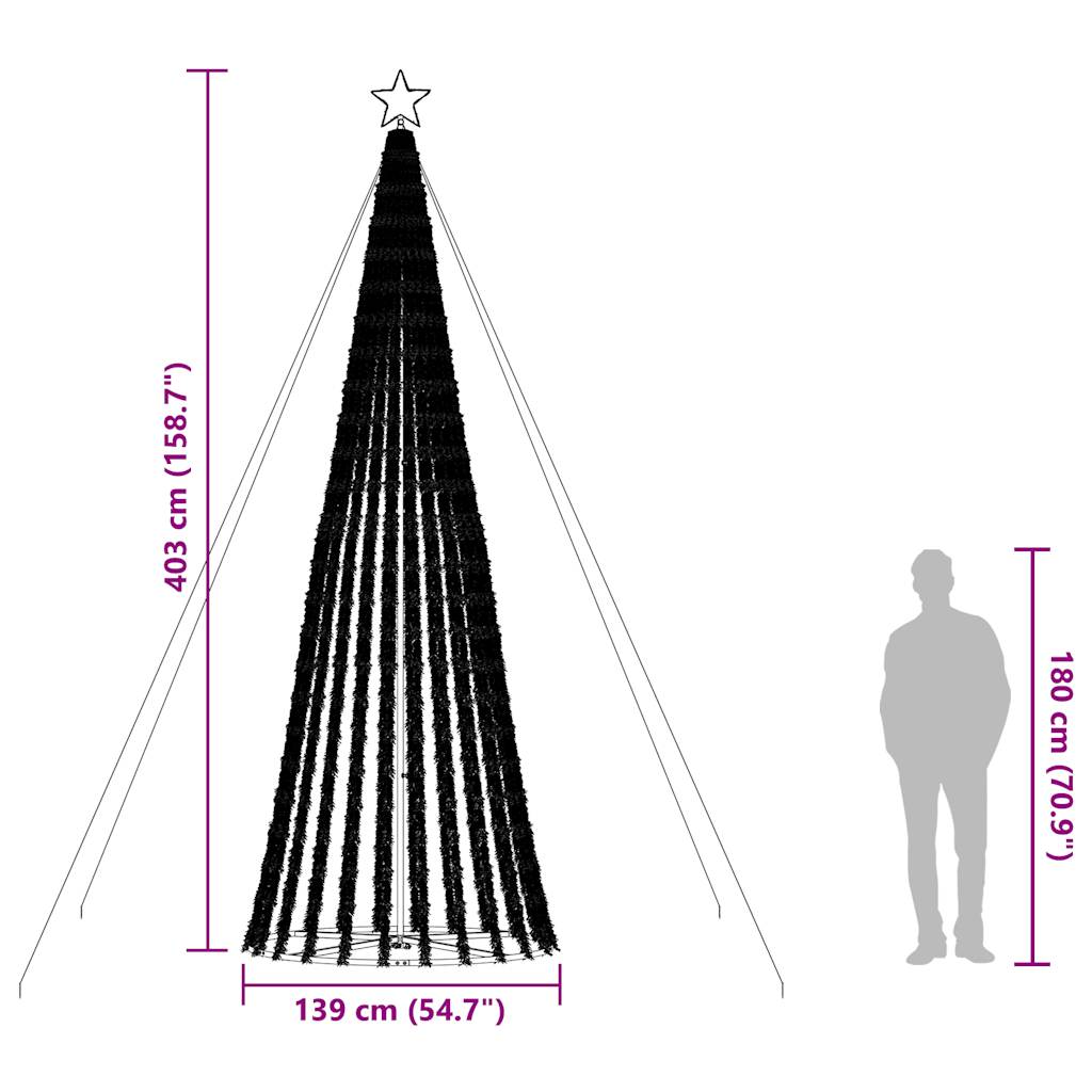 LED-kerstboom 1028 LEDs kleurrijk 403 cm