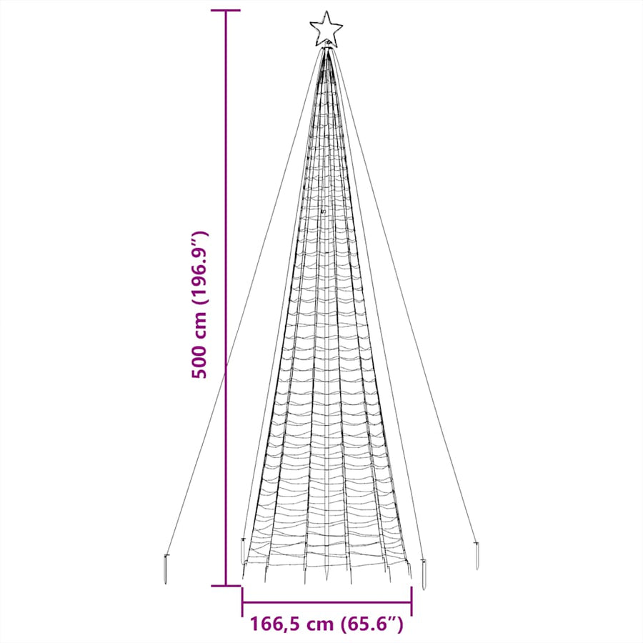 Lichtkegel met grondpinnen 1534 warmwitte LED's 500 cm