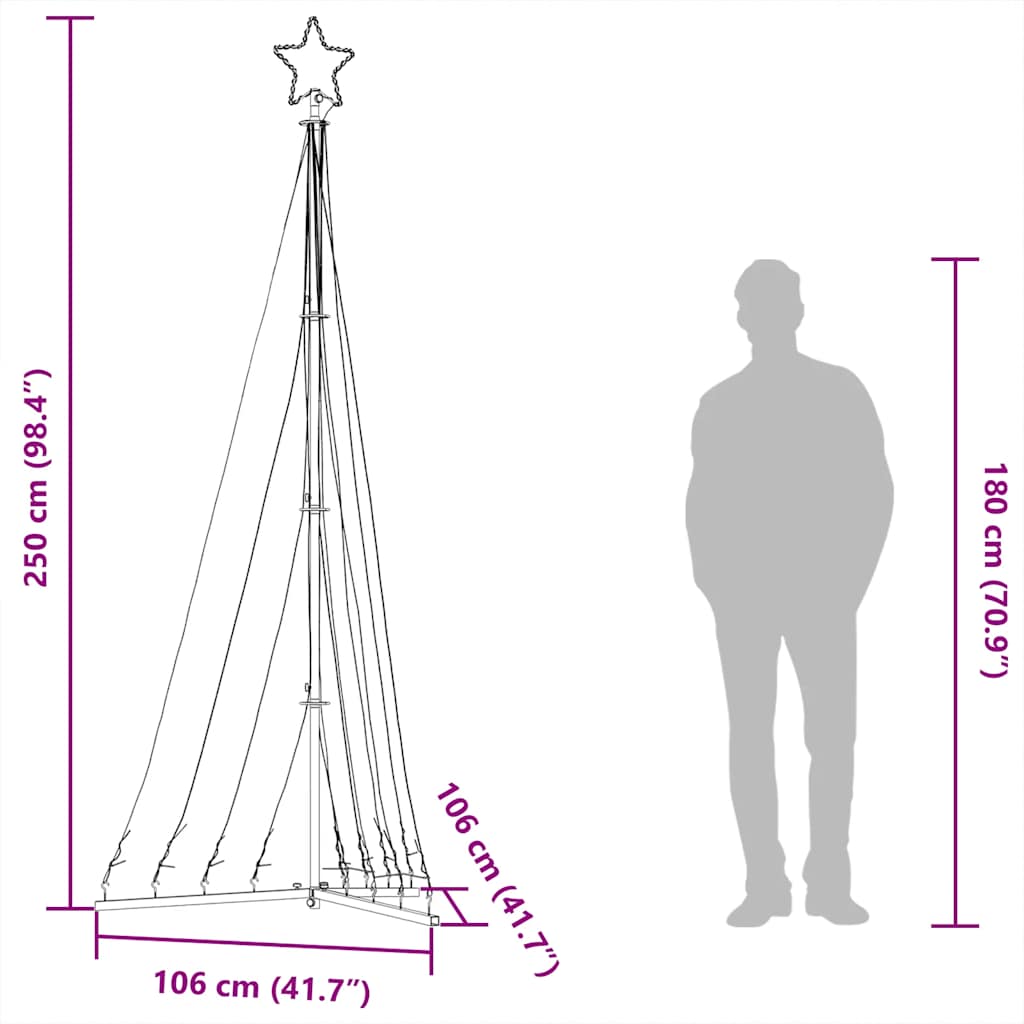 Led-Kerstboom 447 Leds Koud Wit 249 Cm 250 cm Koudwit