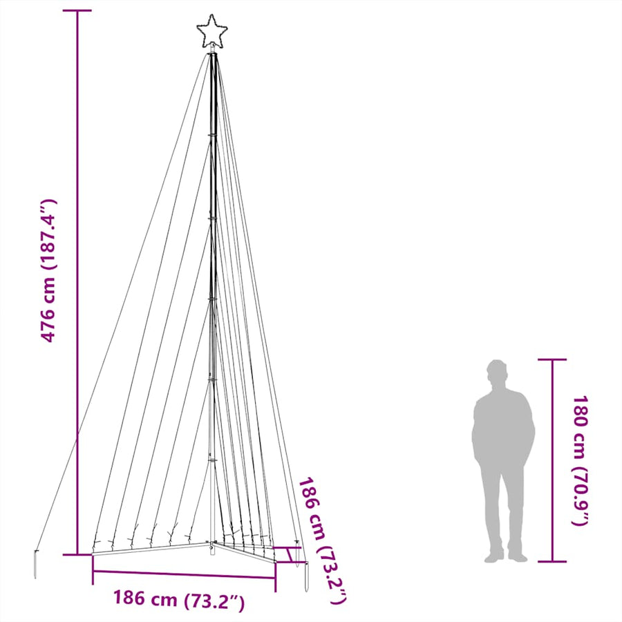 Kerstboomverlichting 789 kleurrijke LED's 476 cm