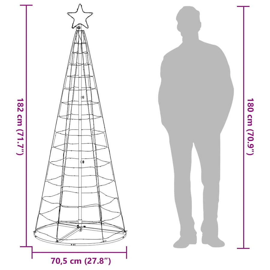 LED-kerstboom 200 LEDs kleurrijk 182 cm