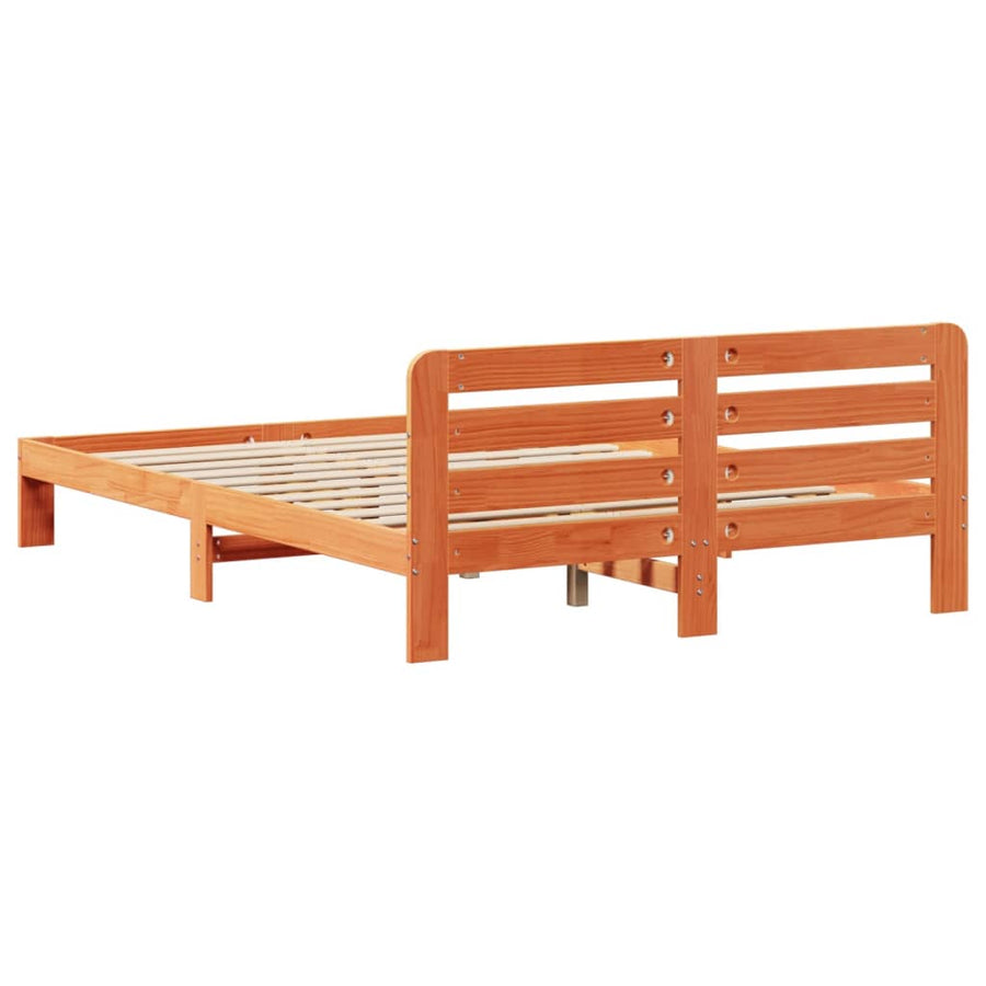Bedframe zonder matras massief grenenhout wasbruin 120x200 cm