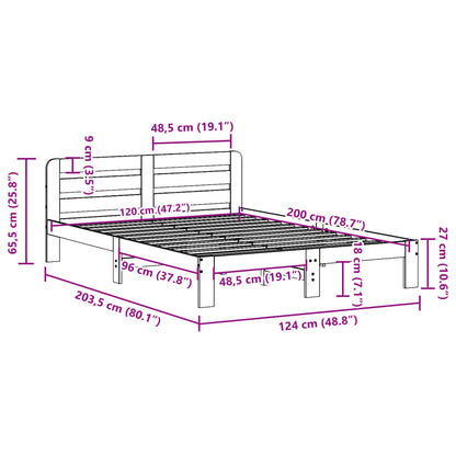 Bedframe zonder matras massief grenenhout wasbruin 120x200 cm