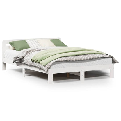 Bedframe zonder matras massief grenenhout wit 140x200 cm