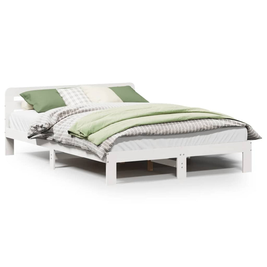 Bedframe zonder matras massief grenenhout wit 140x200 cm