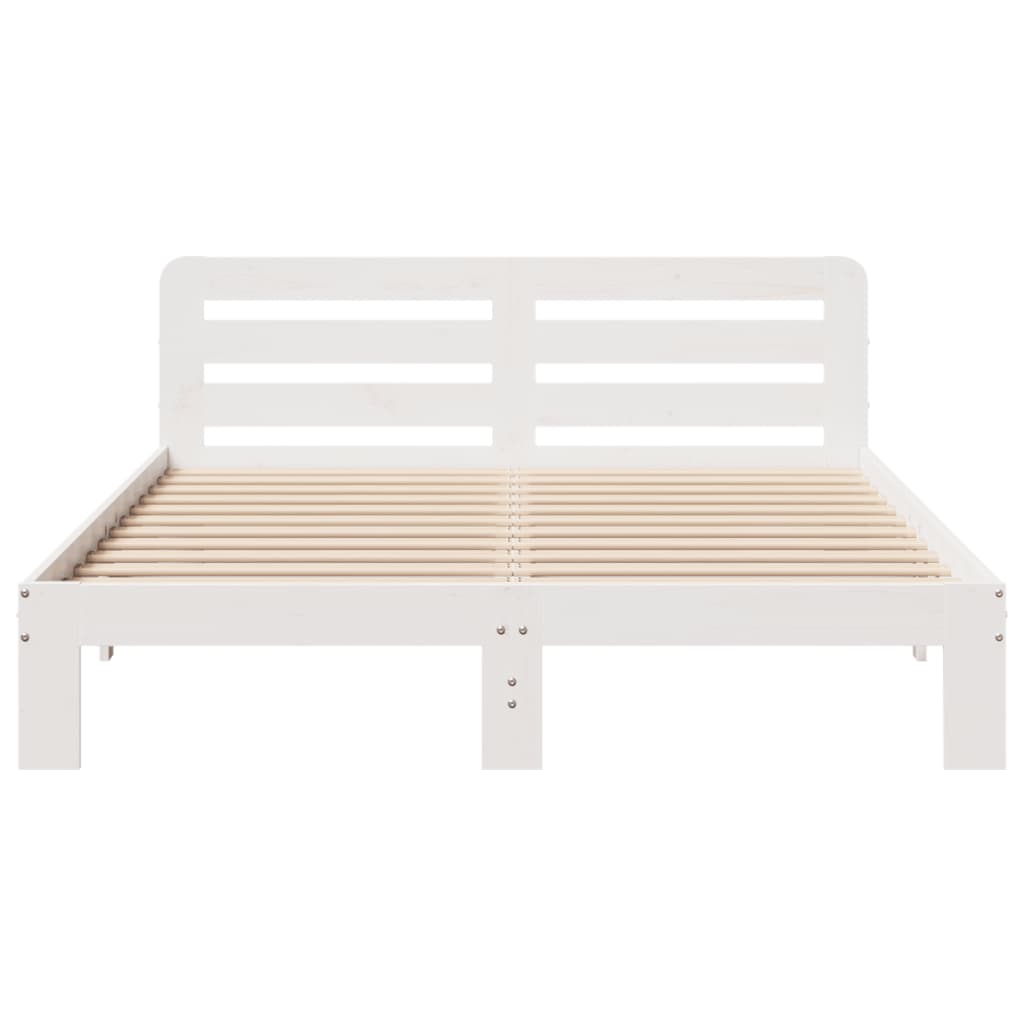 Bedframe zonder matras massief grenenhout wit 140x200 cm