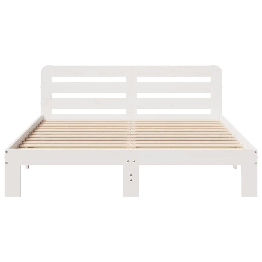 Bedframe zonder matras massief grenenhout wit 140x200 cm