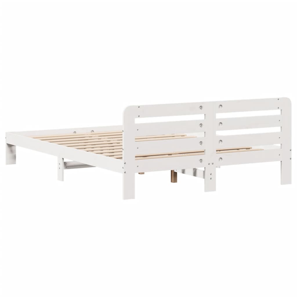 Bedframe zonder matras massief grenenhout wit 140x200 cm