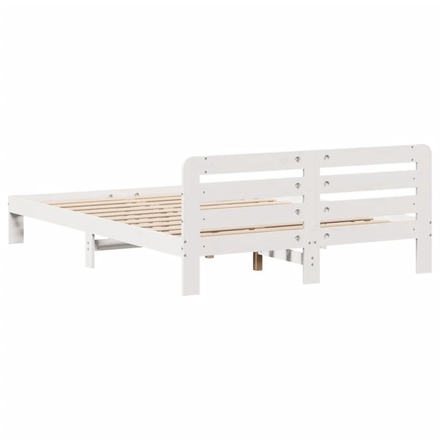 Bedframe zonder matras massief grenenhout wit 140x200 cm