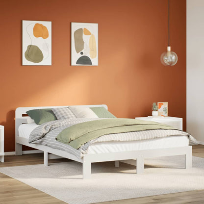 Bedframe zonder matras massief grenenhout wit 140x200 cm