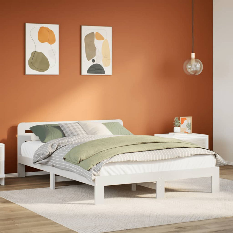 Bedframe zonder matras massief grenenhout wit 140x200 cm
