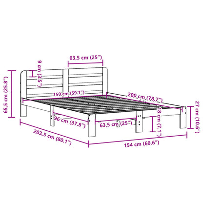 Bedframe zonder matras massief grenenhout 150x200 cm