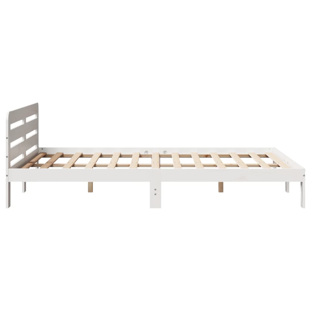 Bedframe zonder matras massief grenenhout wit 150x200 cm
