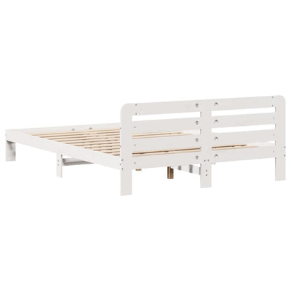 Bedframe zonder matras massief grenenhout wit 150x200 cm