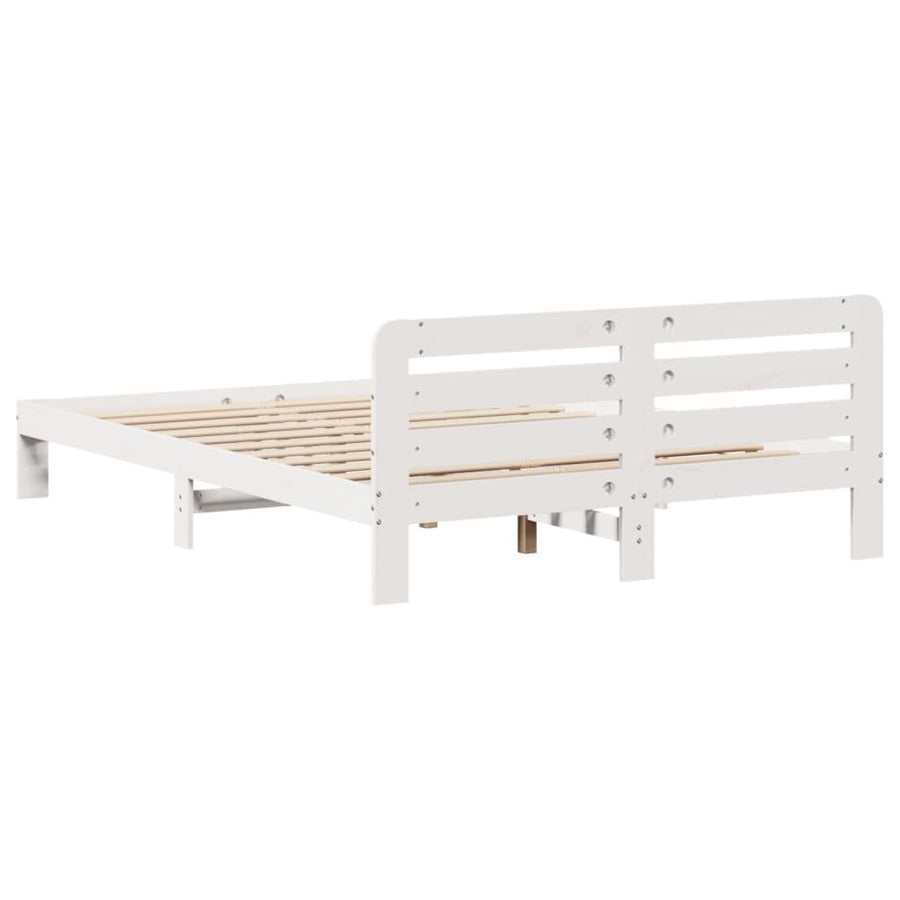 Bedframe zonder matras massief grenenhout wit 150x200 cm
