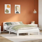 Bedframe massief grenenhout wit 150x200 cm