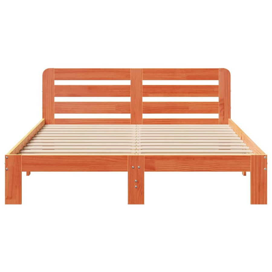 Bedframe zonder matras massief grenenhout wasbruin 150x200 cm