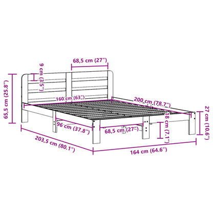 Bedframe zonder matras massief grenenhout 160x200 cm