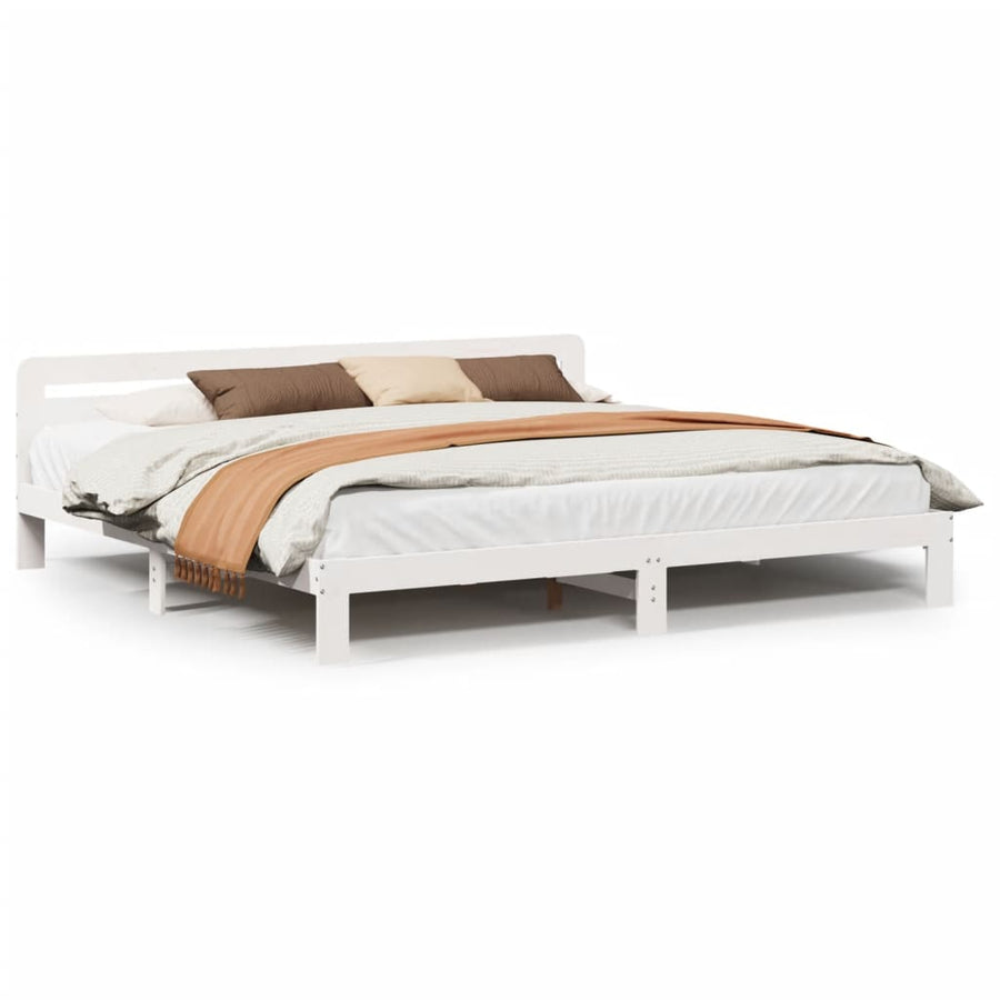 Bedframe zonder matras massief grenenhout wit 200x200 cm
