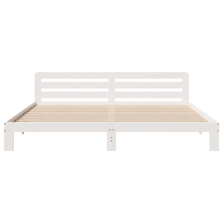 Bedframe zonder matras massief grenenhout wit 200x200 cm