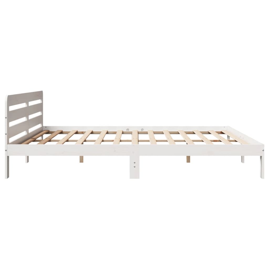 Bedframe zonder matras massief grenenhout wit 200x200 cm