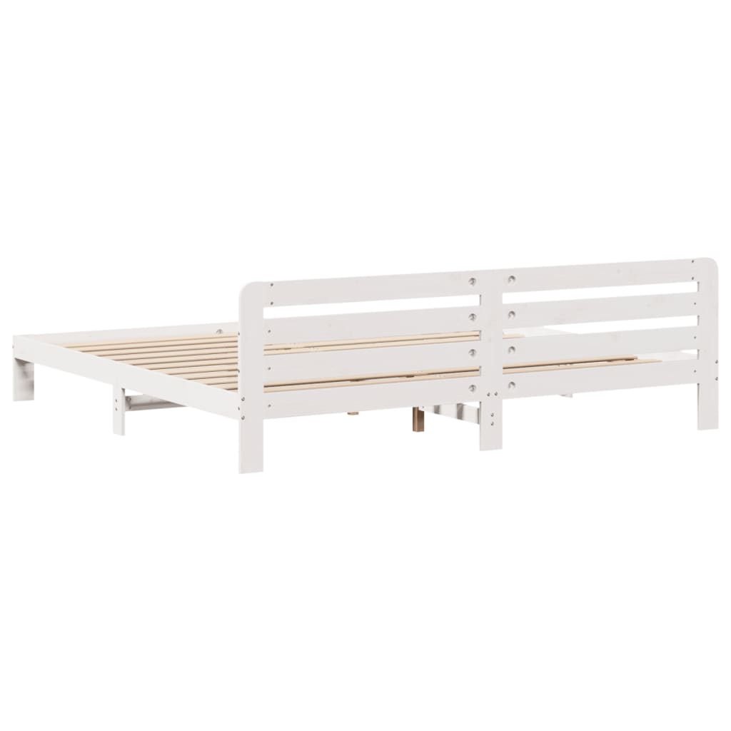 Bedframe zonder matras massief grenenhout wit 200x200 cm