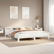 Bedframe massief grenenhout wit 200x200 cm