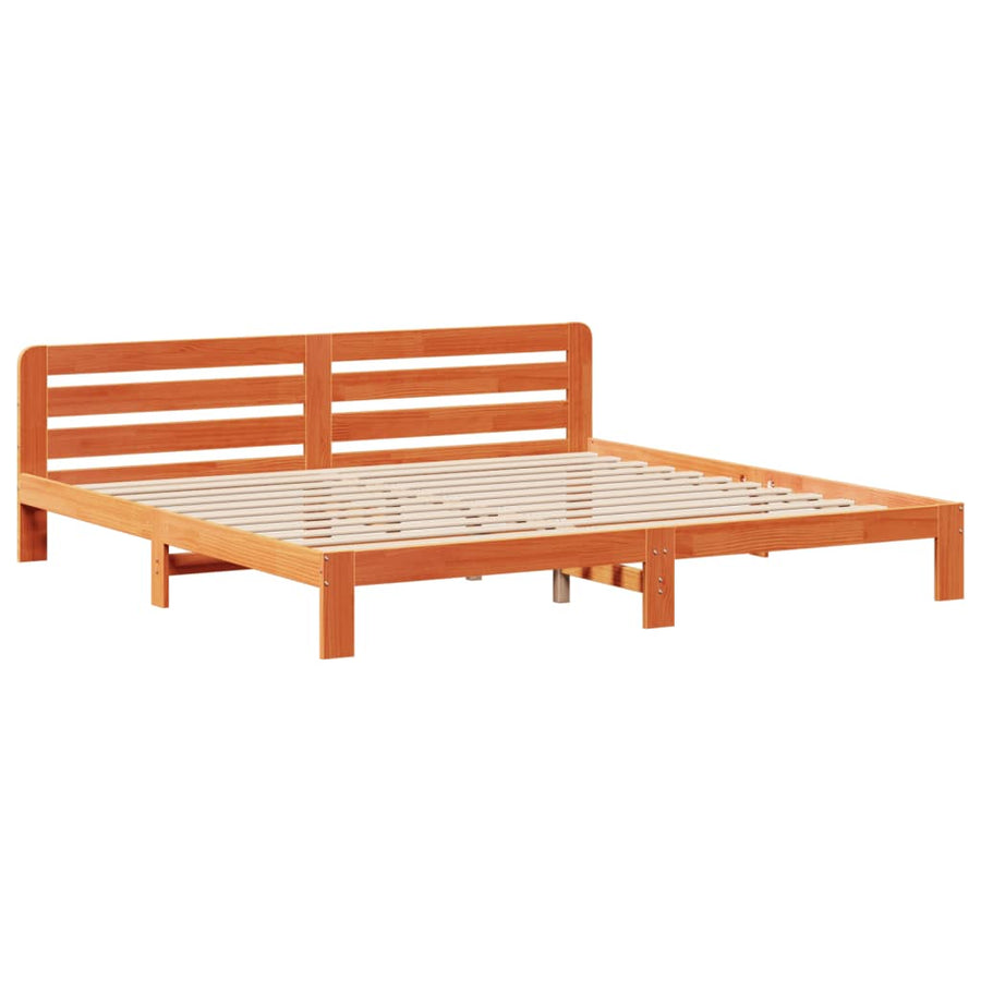 Bedframe zonder matras massief grenenhout wasbruin 200x200 cm