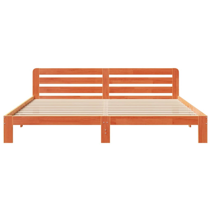 Bedframe zonder matras massief grenenhout wasbruin 200x200 cm