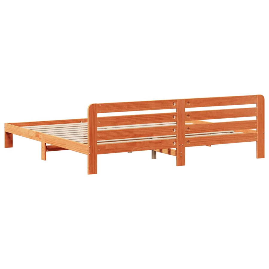 Bedframe zonder matras massief grenenhout wasbruin 200x200 cm