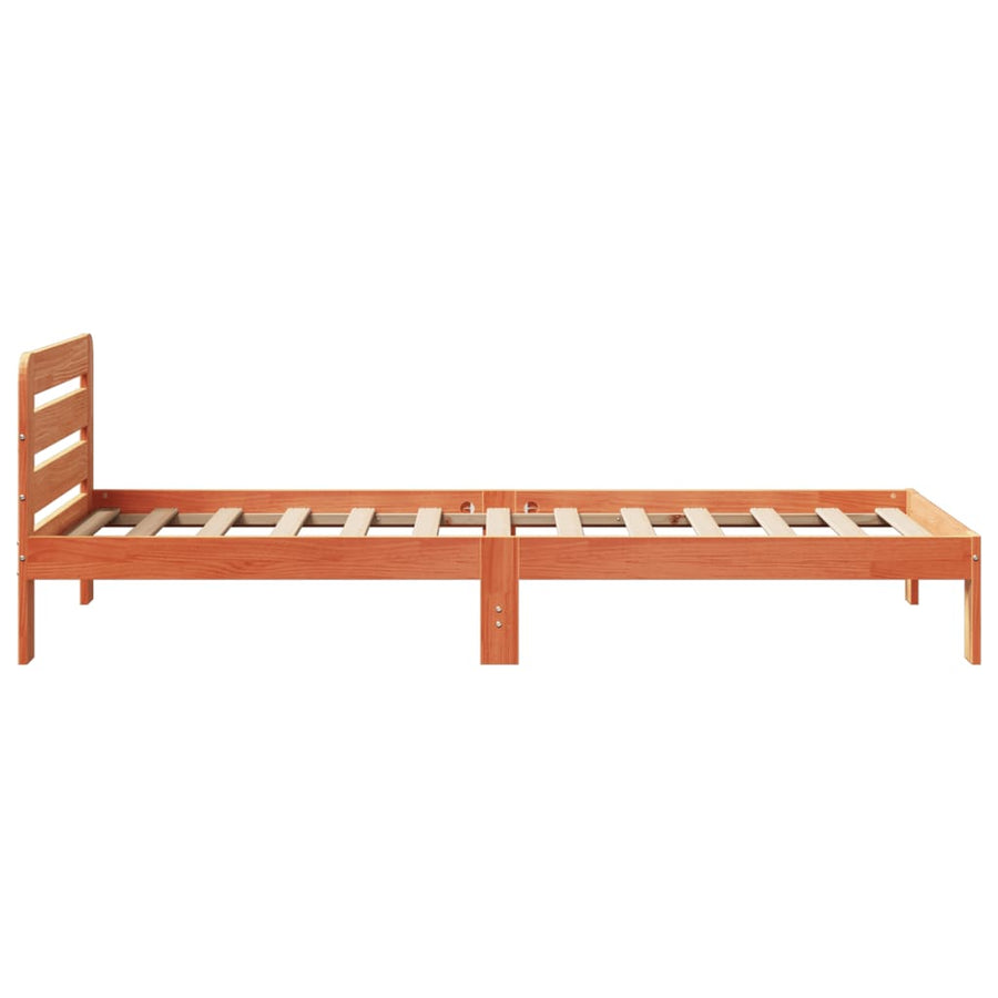 Bedframe zonder matras massief grenenhout wasbruin 90x190 cm
