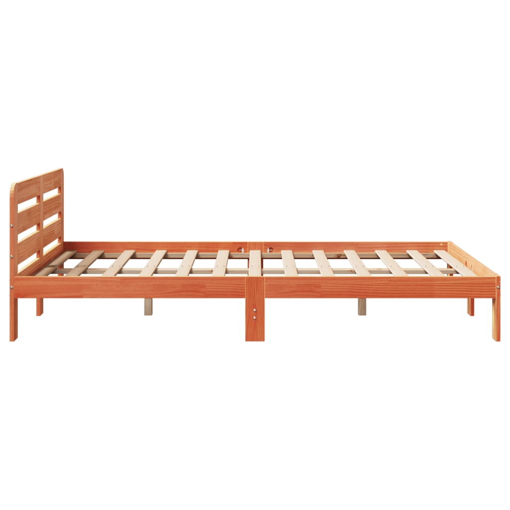 Bedframe zonder matras massief grenenhout wasbruin 120x190 cm