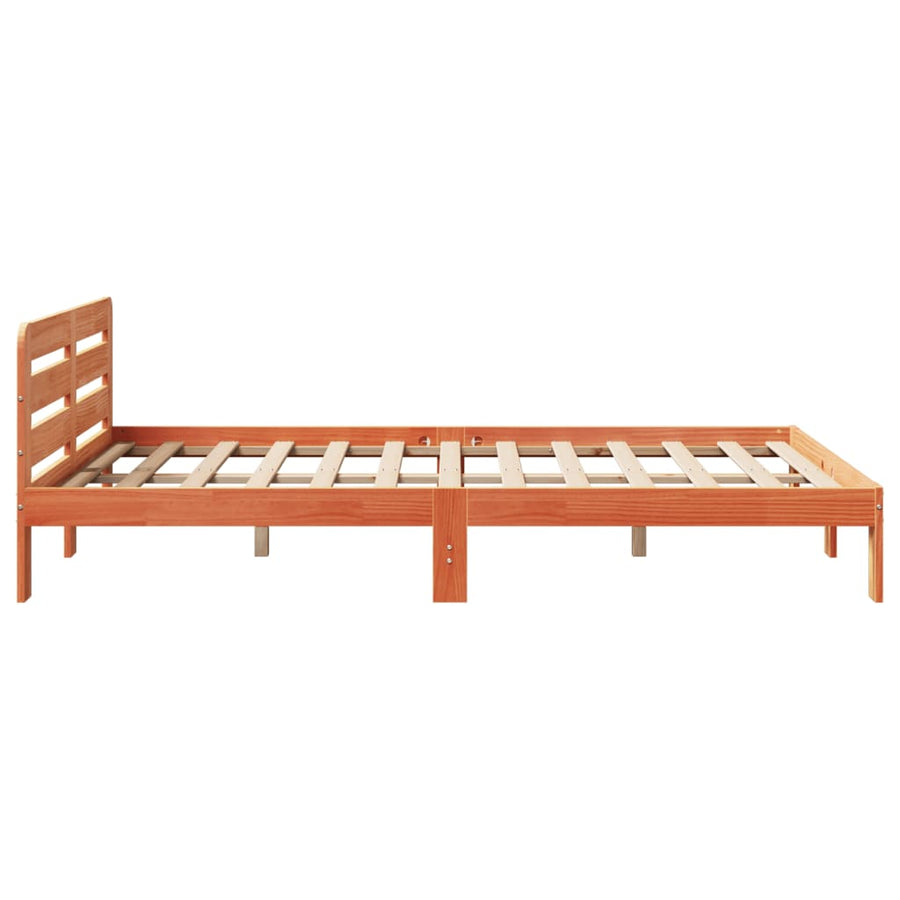 Bedframe zonder matras massief grenenhout wasbruin 120x190 cm