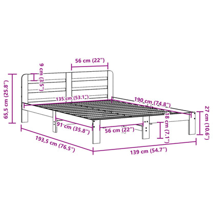 Bedframe zonder matras massief grenenhout 135x190 cm