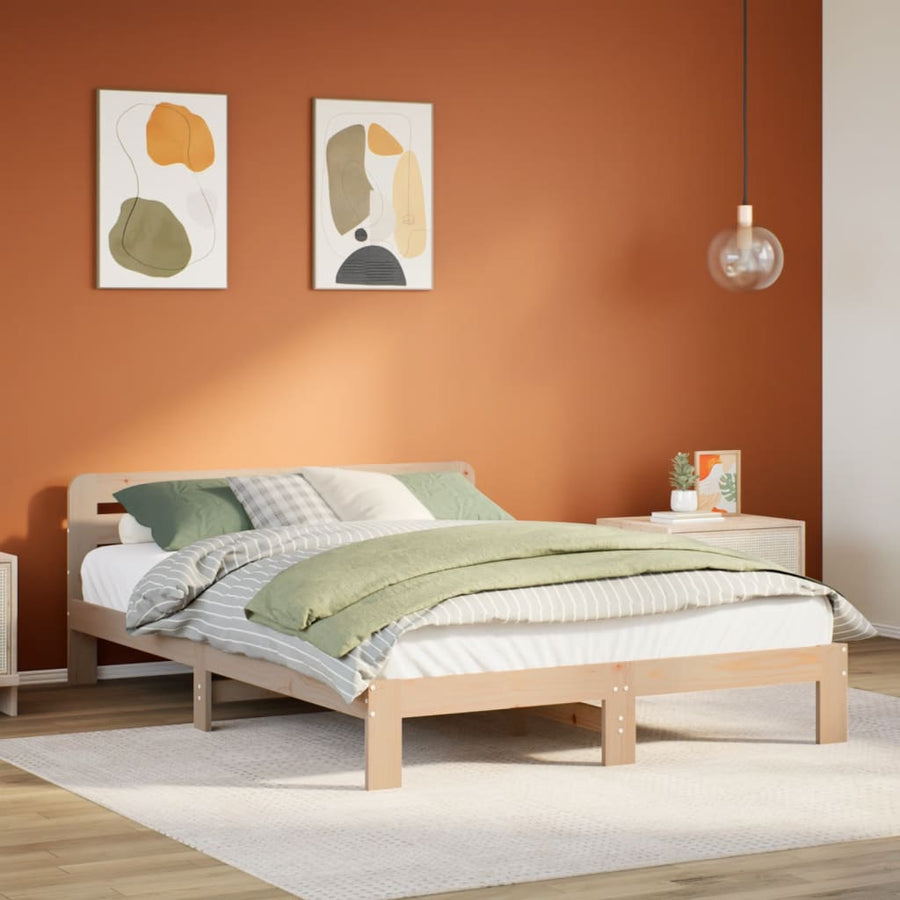Bedframe zonder matras massief grenenhout 135x190 cm