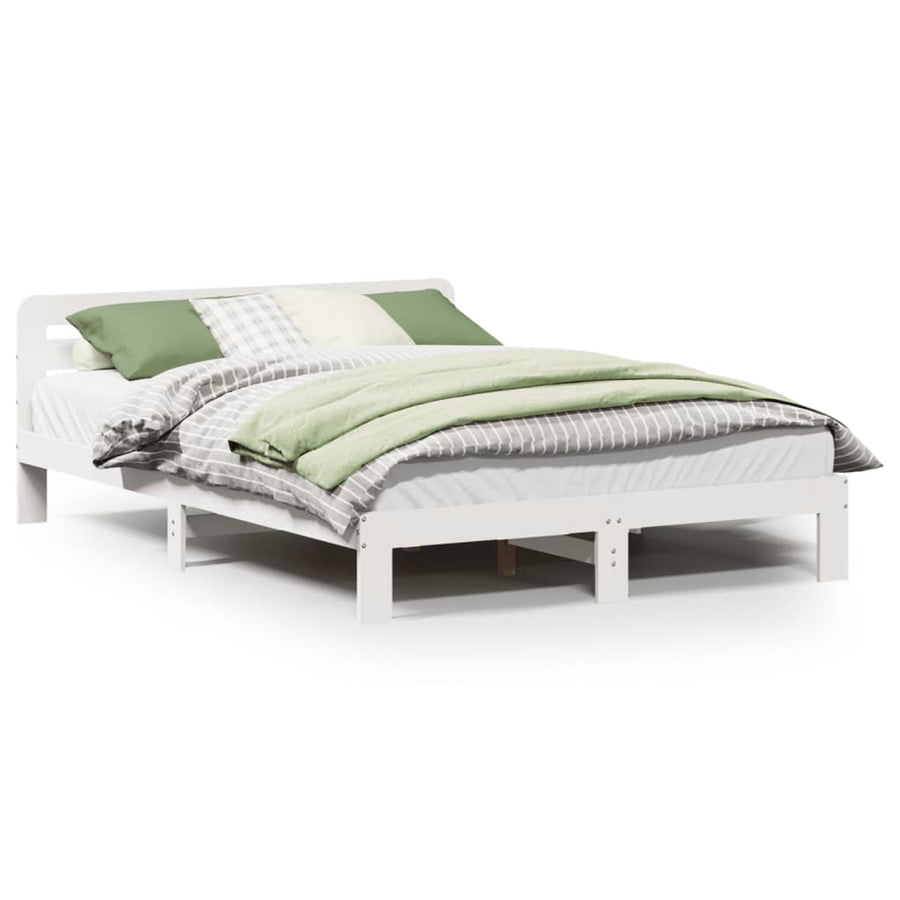 Bedframe zonder matras massief grenenhout wit 135x190 cm