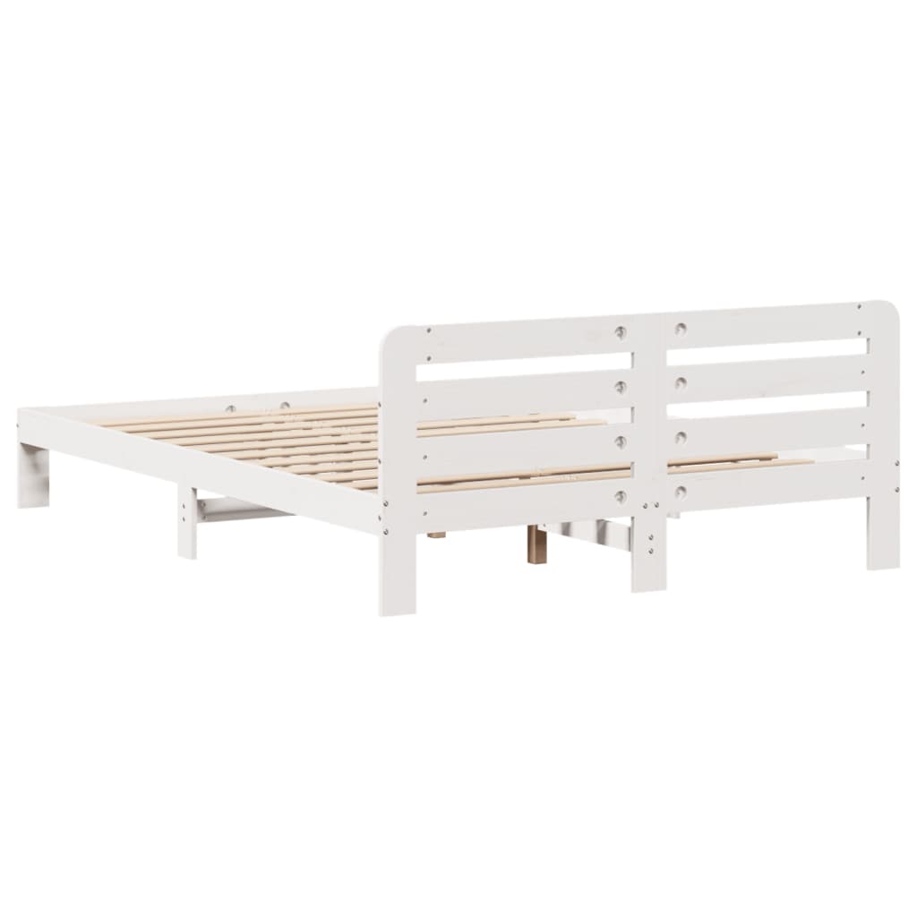 Bedframe zonder matras massief grenenhout wit 135x190 cm