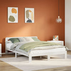 Bed frame without mattress solid pine wood white 135x190 cm