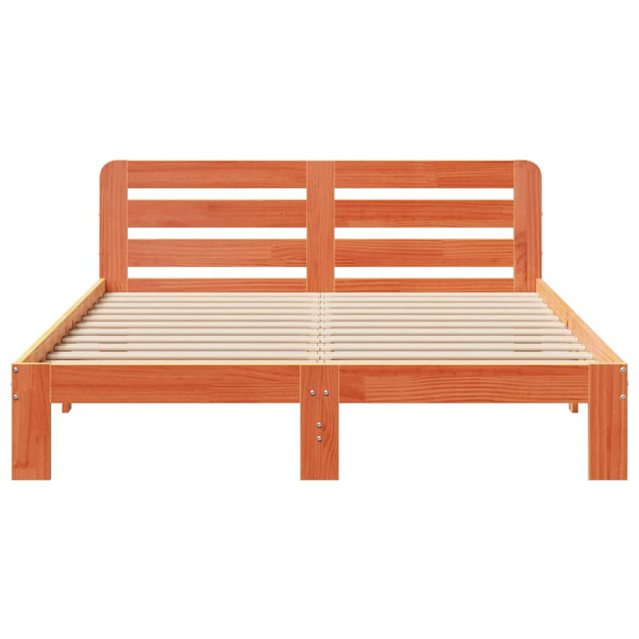 Bedframe zonder matras massief grenenhout wasbruin 135x190 cm