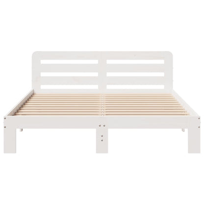 Bedframe zonder matras massief grenenhout wit 140x190 cm