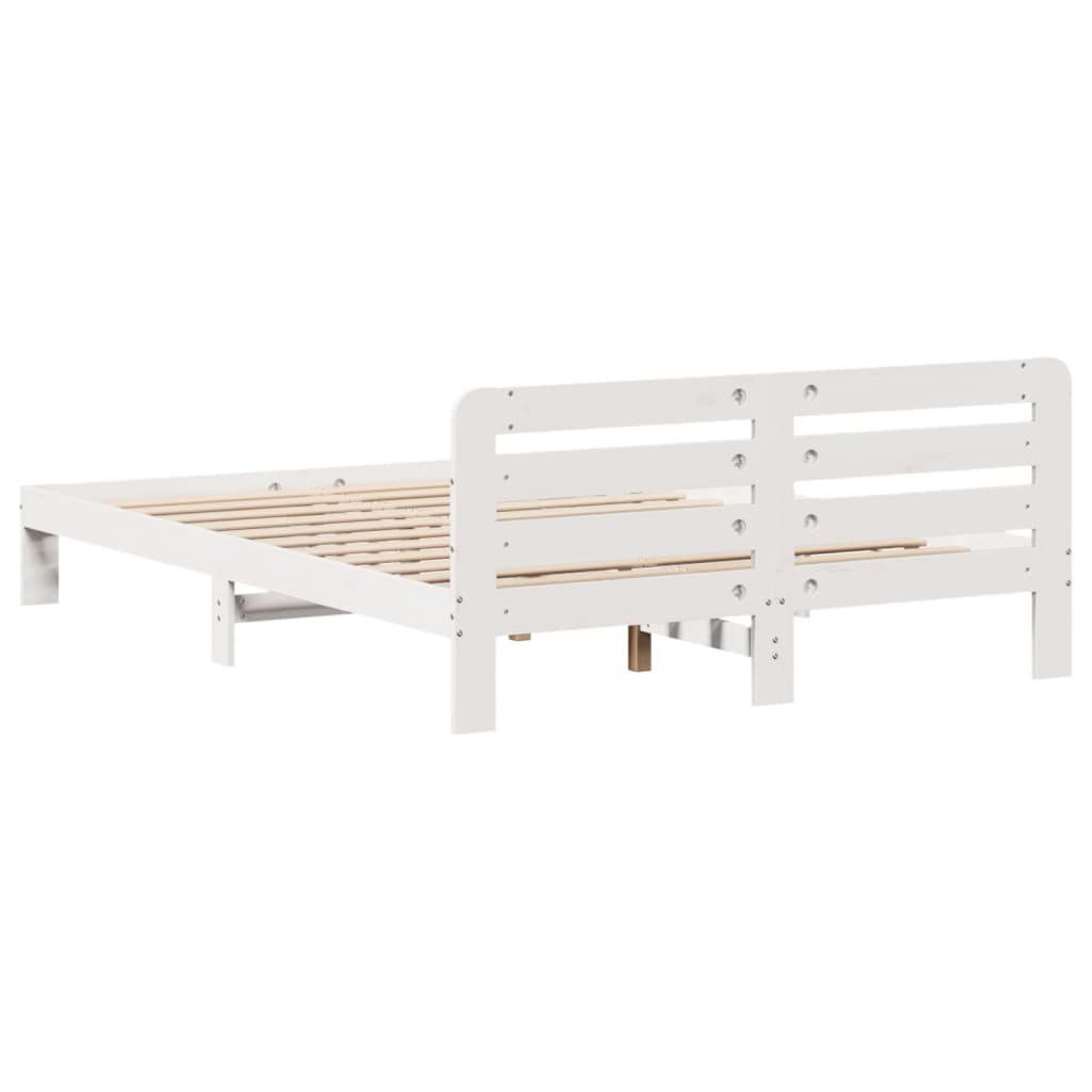 Bedframe zonder matras massief grenenhout wit 140x190 cm