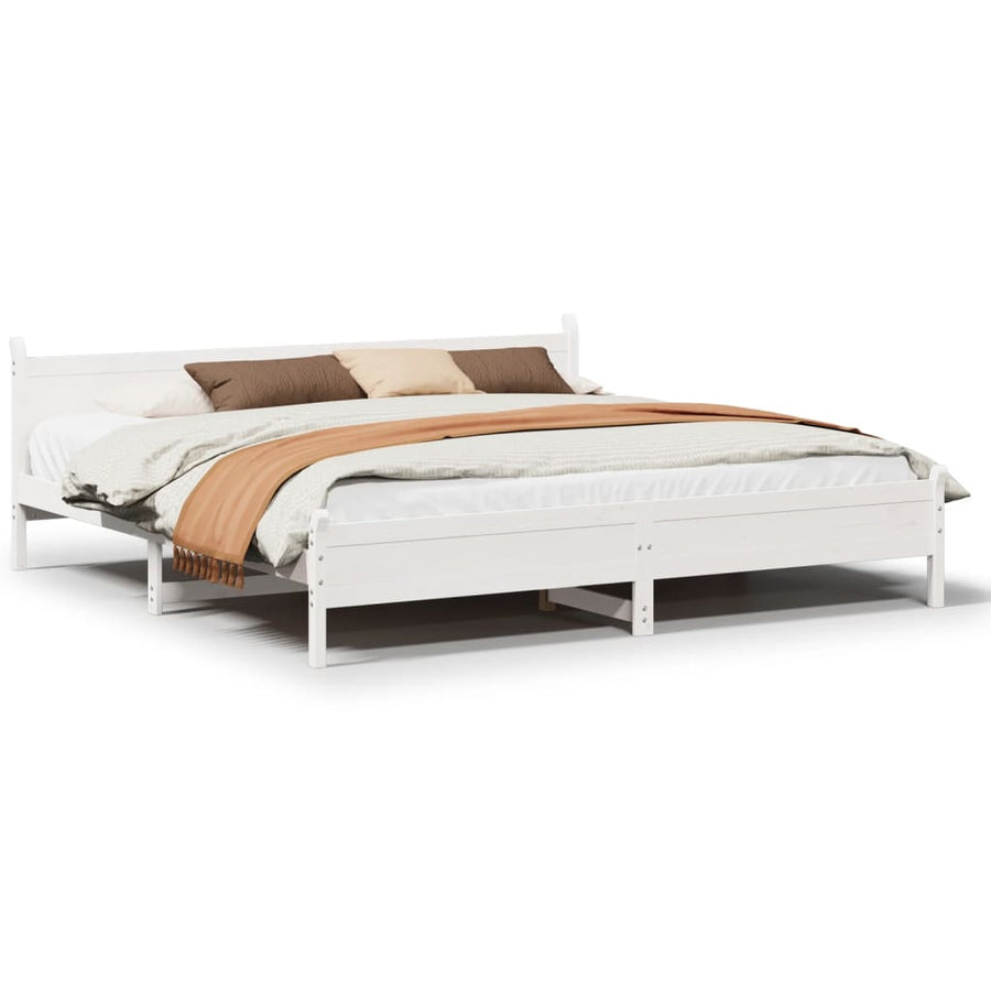 Bedframe zonder matras massief grenenhout wit 180x200 cm
