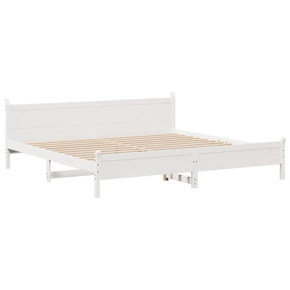 Bedframe zonder matras massief grenenhout wit 180x200 cm